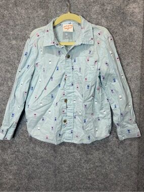 Jumping Beans  5T Bunny Print Button Down Shirt Pastel Easter Spring